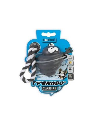 Jouet pour chien Coockoo Tornado gris de Ebi avec corde. Possibilité d'insérer des friandises.