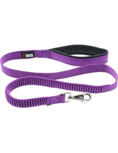 Laisse pour chien confort élastique de I DOG violet et gris.
