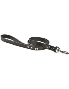 Laisse pour chien en cuir noir "extra souple" de Bobby.