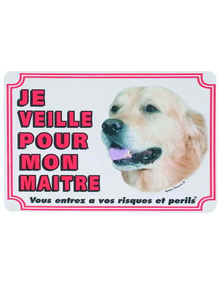 Panneau Golden Retriever de Flamingo : "Je veille pour mon Maitre".