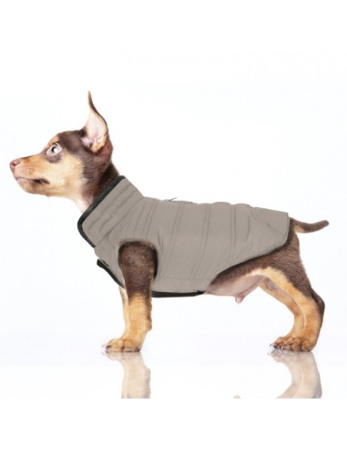 Doudoune pour chien réversible grise et noire.