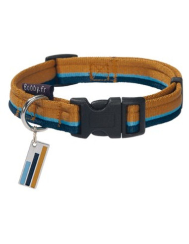 Collier pour chien marron et bleu Derby en nylon de Bobby.