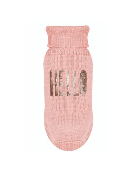 Pull rose "Emma" de Milk & Pepper avec écrit "Hello".