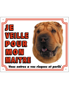 Panneau Shar-Peï de Flamingo : "Je veille pour mon Maitre".